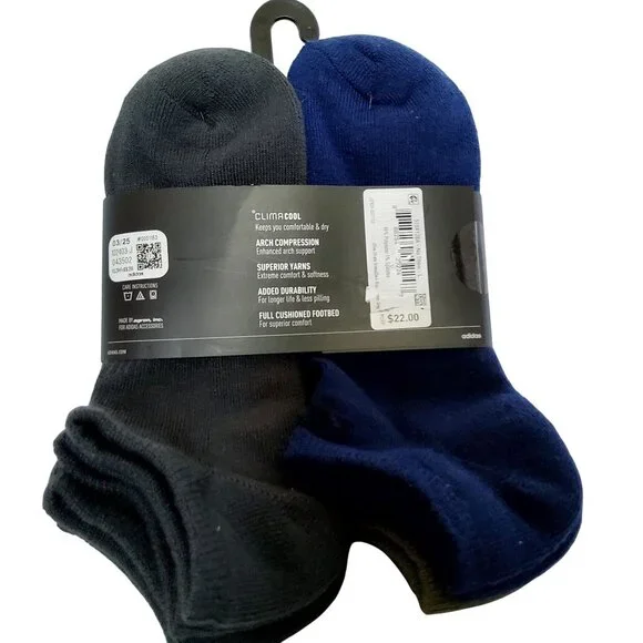 Adidas Mens No Show Socks Pack Of 6 Arch Compression Cushioned Footbed Size L - Picture 2 of 4